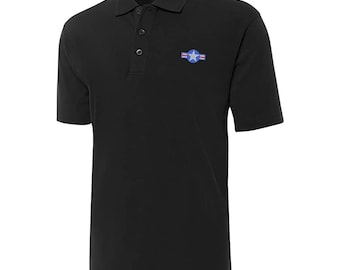 US Military Star Brodé Manches Courtes Polos Broderie Classique Polo Homme