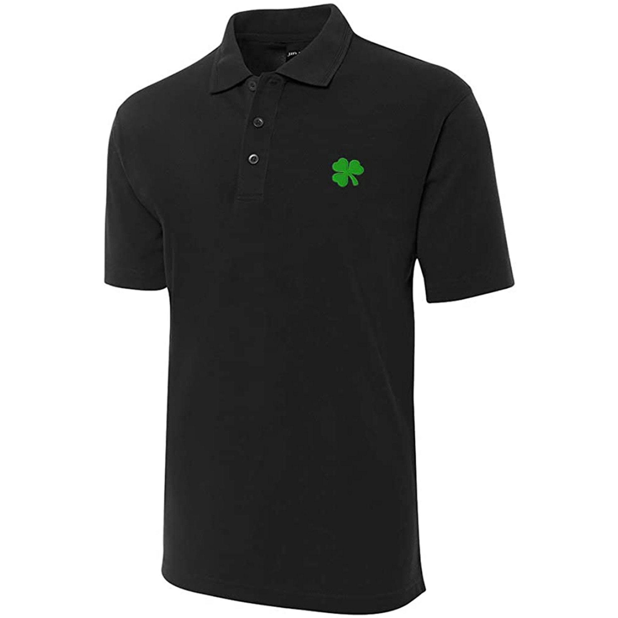 Green Irish Shamrock Embroidered Short Sleeve Polo Shirts Classic Embroidery Men's Polo Shirt