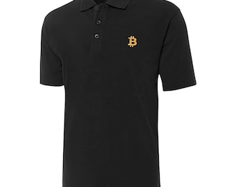Bitcoin BTC Embroidered Short Sleeve Polo Shirts Classic Embroidery Men&#39;s Polo Shirt