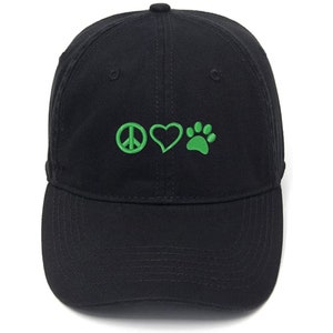 Embroidery Hat Cotton Embroidered Men's Casual Baseball Cap Peace Love Pets