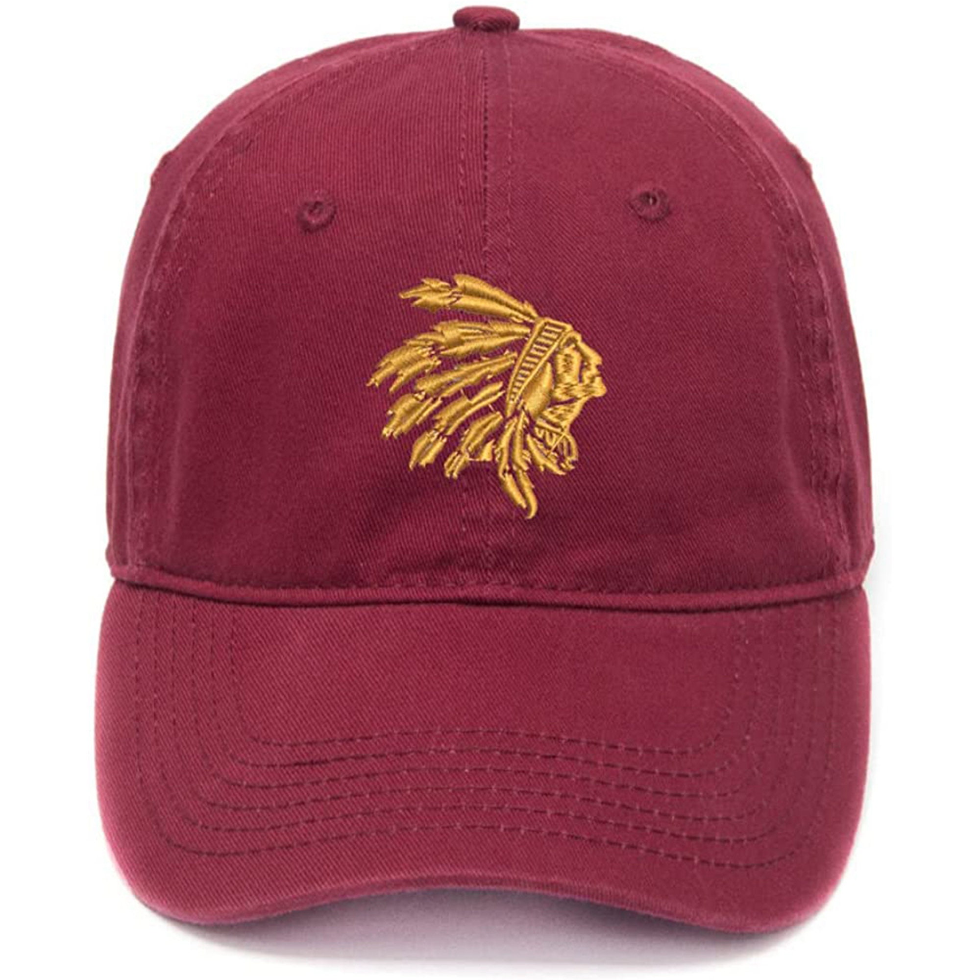 Men's Embroidered Baseball Cap - American Indian Collage Design, 100% Cotton, Adjustable, Garnet Color - View #6