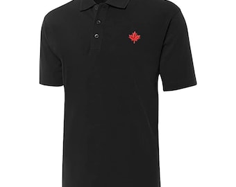 Maple Leaf Embroidered Short Sleeve Polo Shirts Classic Embroidery Men's Polo Shirt