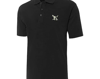 Pirate Skull & Swords Embroidered Short Sleeve Polo Shirts Classic Embroidery Men's Polo Shirt