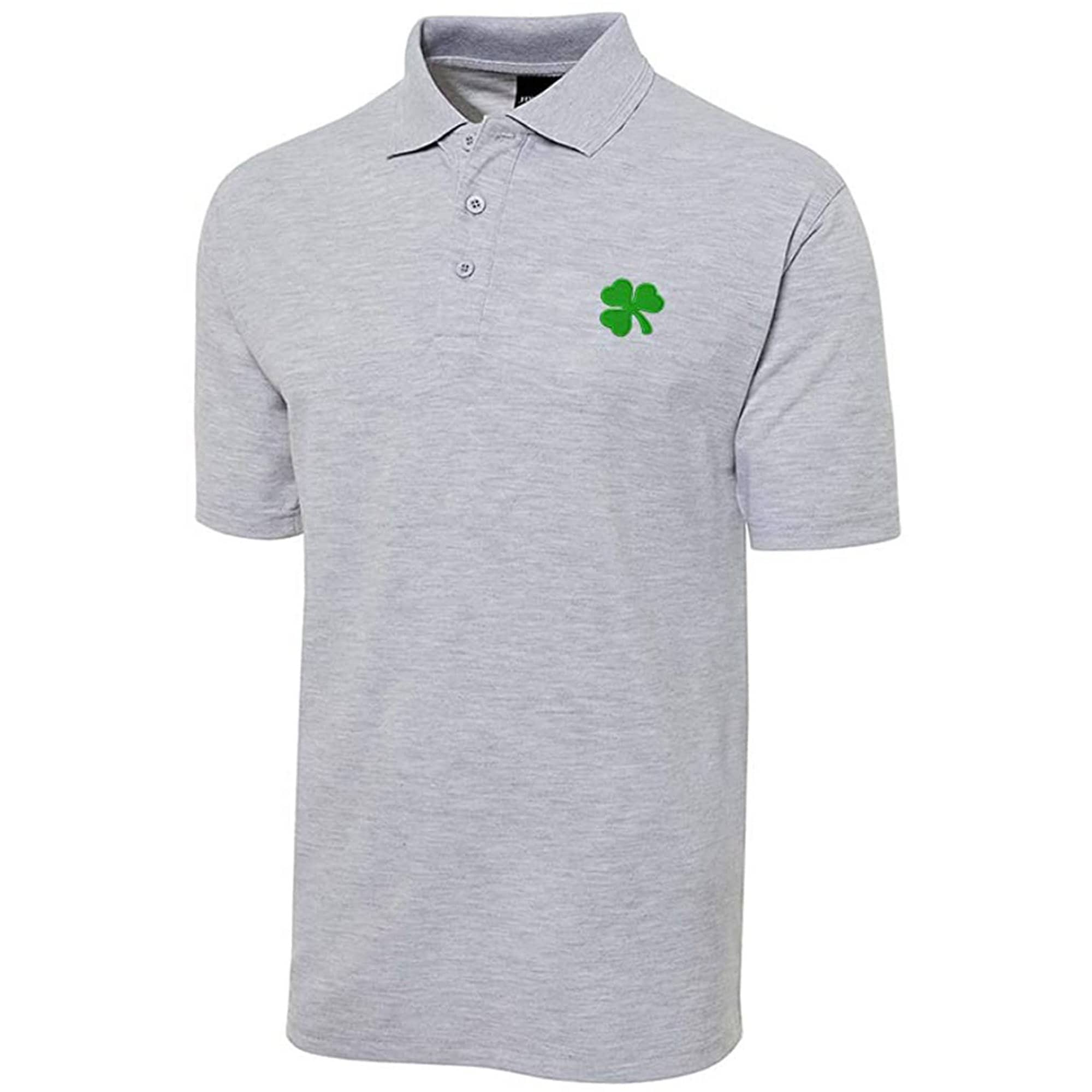 Discover Green Irish Shamrock Embroidered Short Sleeve Polo Shirts Classic Embroidery Men's Polo Shirt