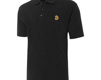 Bitcoin BTC Borduurwerk Poloshirts met korte mouw Geborduurd Klassiek Heren PoloShirt