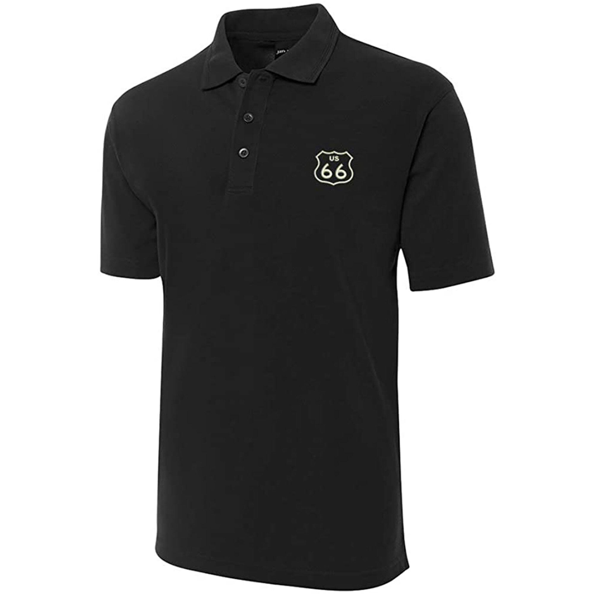 Route 66 Highway Embroidered Short Sleeve Polo Shirts Classic Embroidery Men's Polo Shirt