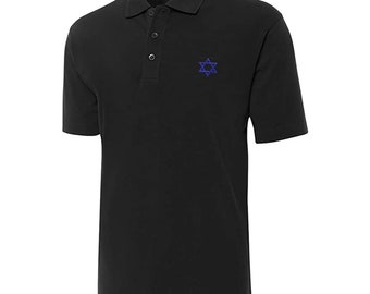 Israel Estrella de David Bordado Camisas Polo de Manga Corta Clásica Bordado Polo Masculino