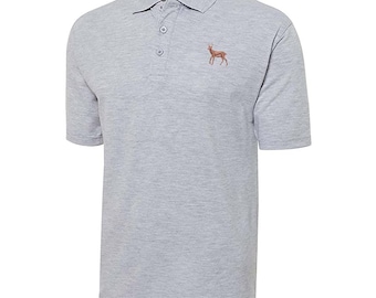 Deer Design Embroidered Short Sleeve Polo Shirts Classic Embroidery Men's  Polo Shirt