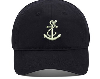 Boat Anchor Unisex Embroidery Baseball Cap Washed Cotton Embroidered Adjustable Cap
