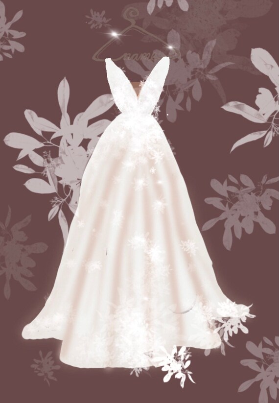 Personalised wedding dress digital print Etsy