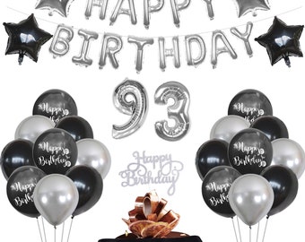 PAKBOOM Happy 93rd Birthday Banner Backdrop 93 Birthday Party Decorations Supplies for Men Black Gold 4 x 6ft
