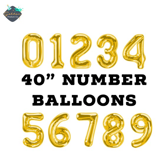 40 Inch Big Number Balloons Gold Mylar Foil Large Number 1 Giant Helium Balloon 