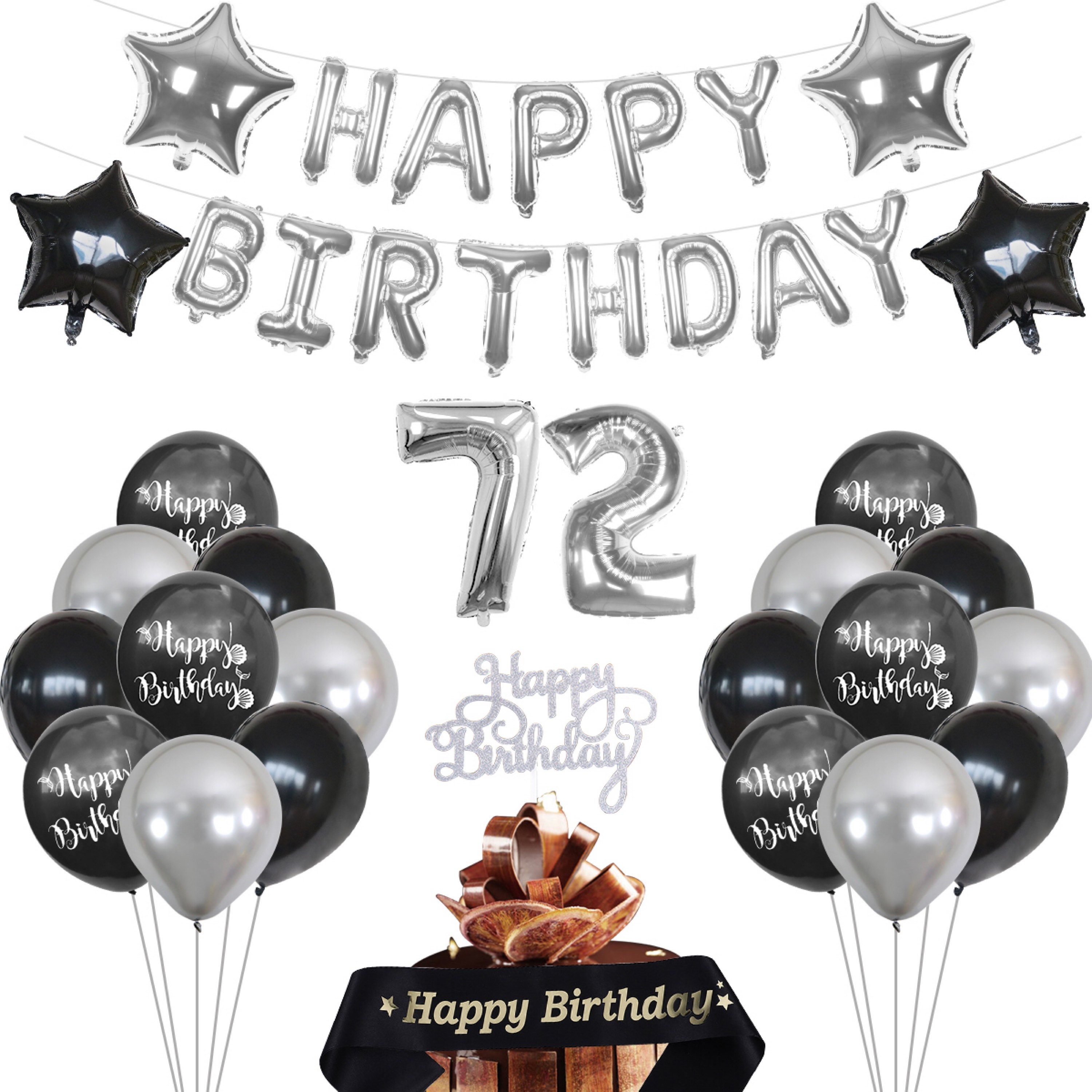 72nd Birthday Decorations Birthday Party Supplies Black and Etsy