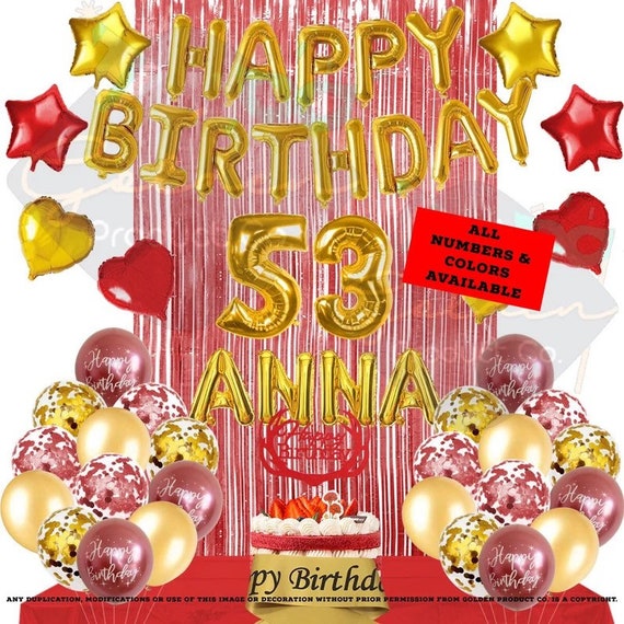 Number 53 Red 34" Balloon Birthday Party Decorations 53rd Birthday 