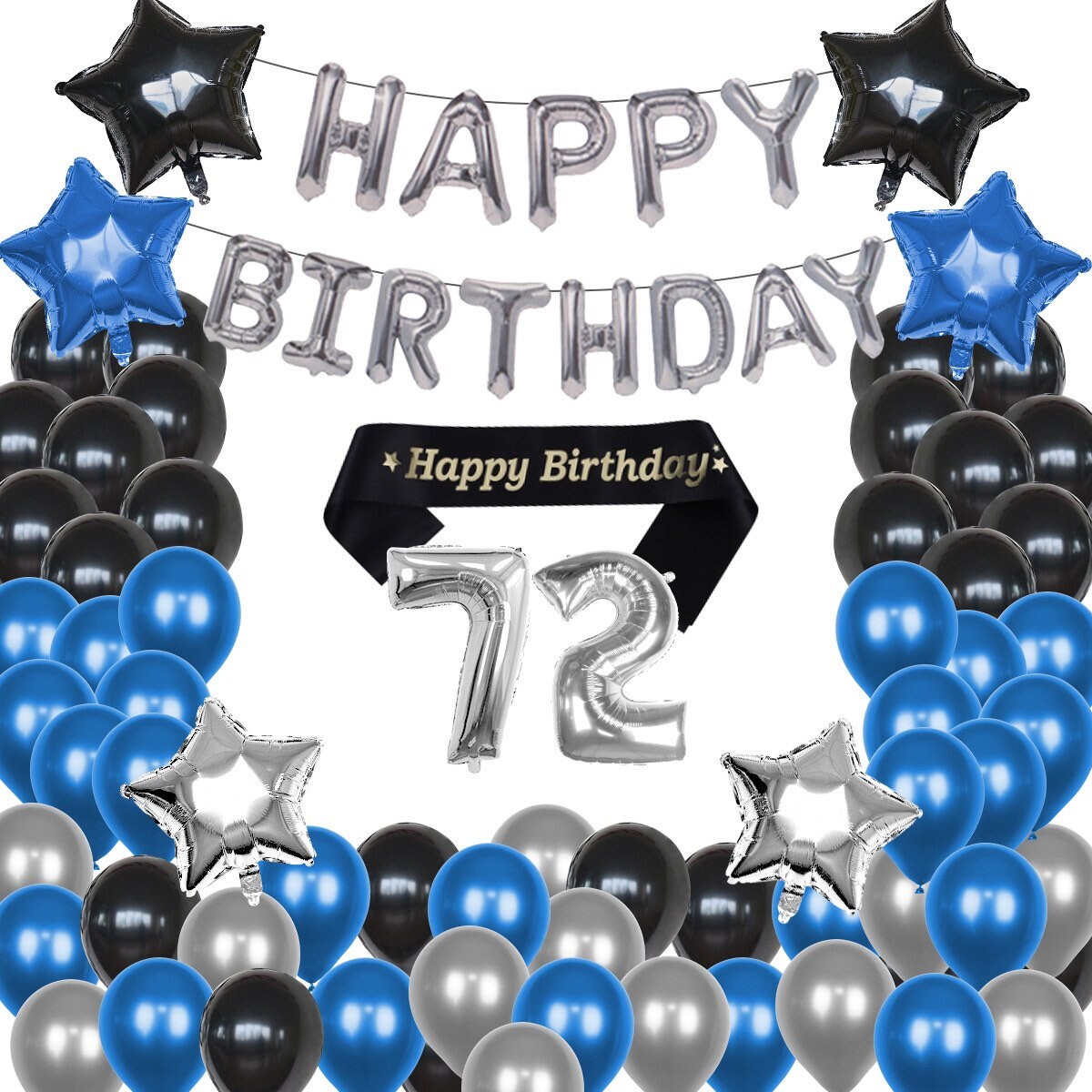 72nd Birthday Decorations Birthday Party Supplies Blue and | Etsy