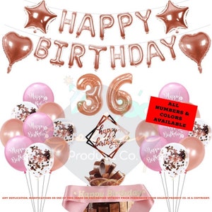 36th Birthday Decorations Birthday Party Supplies Thirty Six Etsy