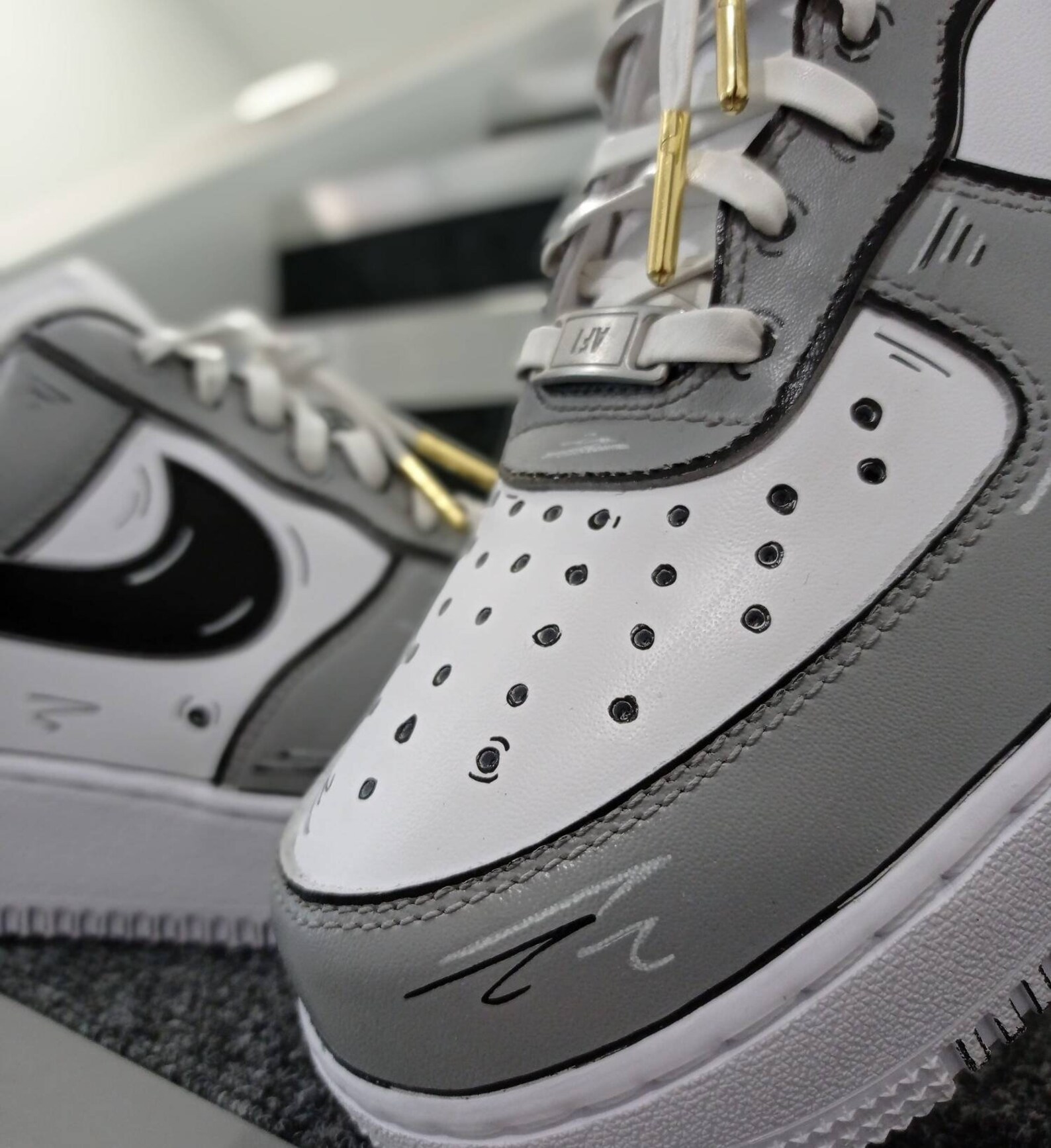 Nike air force 1 af1 FREE CREASE PROTECTORS grey comic | Etsy