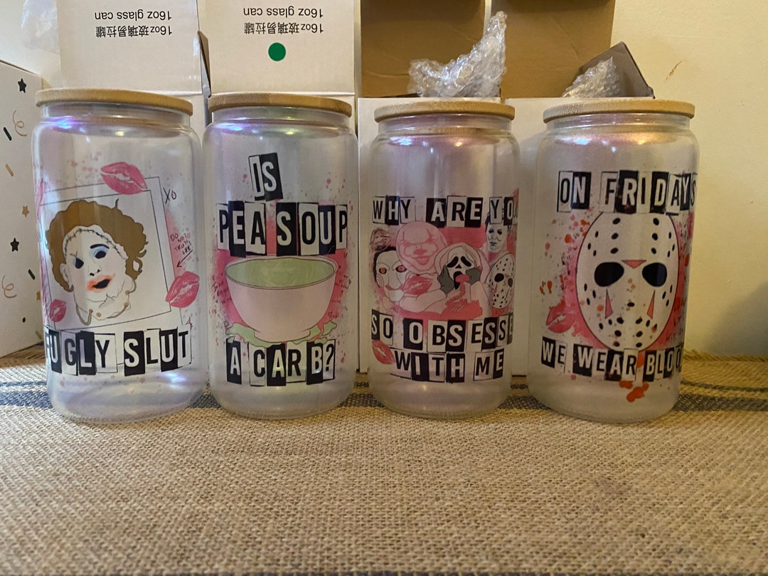 Horror Cups, Horror Iced Coffee Cups, Horror Movie, Mean Girls, Horror
