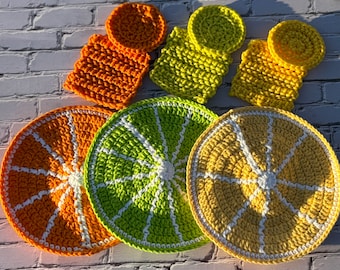 Citrus onderzetter, citrus onderzetter, limoen, citroen, grapefruit, sinaasappel, citrus decoratie, fruit keuken decoratie, citrus keuken, fruit onderzetter, cedraat
