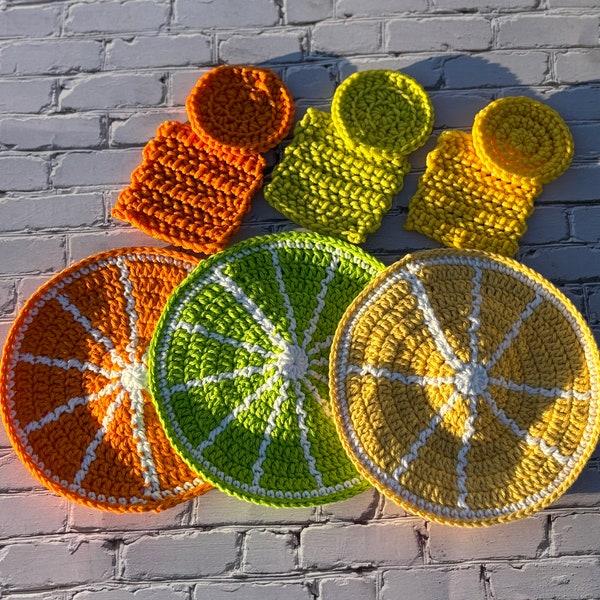 Citrus hot pad, citrus trivet, lime, lemon, grapefruit, orange, citrus decor, fruit kitchen decor, citrus kitchen, fruit hot pad, citron