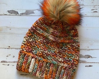 gorro de mujer, gorro de primavera, accesorios de invierno, gorro colorido, gorro multicolor, gorro con pompón para mujer, gorro de otoño, gorro holgado para mujer