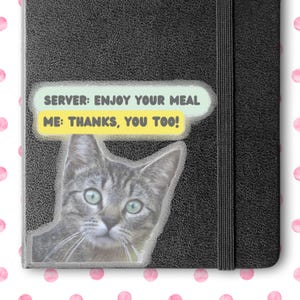 Telefoonhoesje stickers esthetische grijze kat meme restaurant ober voor laptop dagboek planner beker grappig grappig meisje kat moeder cadeau kittenliefhebber