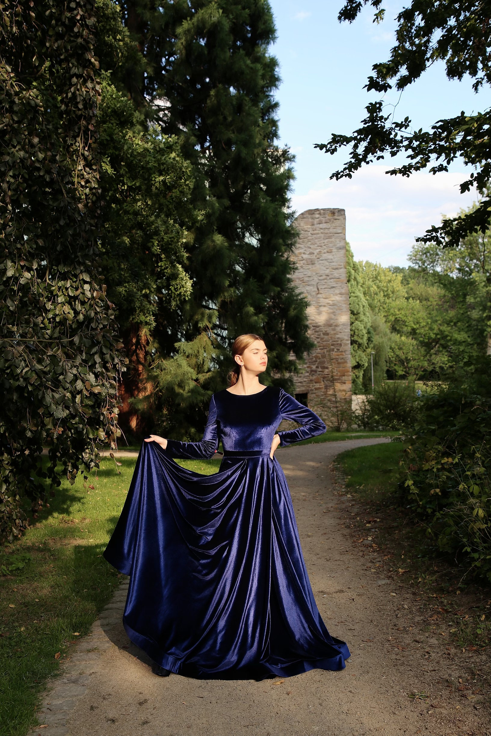 robe de soirée bleu marine Rome - Ref L787 - Robes de soirée