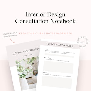 Interior Designer Consultation Notebook, Notebook Canva Template, Digital Notebook, Digital Canva Template, Customizable Digital Notebook