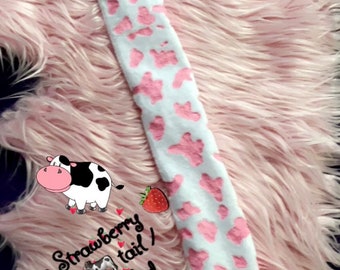 Cola de vaca aerografiada a medida - Piel sintética Minky color fresa