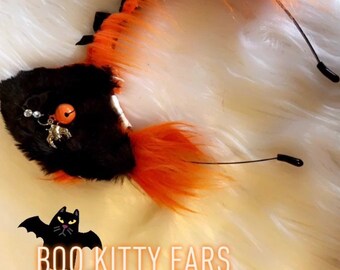 Halloween Boo Kitty Ears with SpiderBat bows n bells