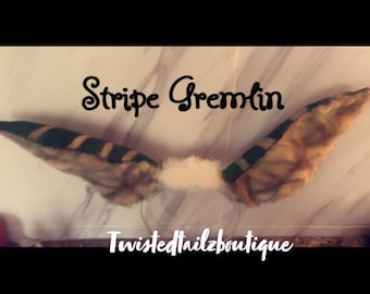 Gremlin like ears /custom made to order! GRETA GREEN choice or STRIPE
