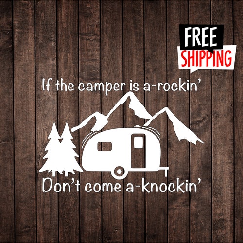 Personalized Camping Circle Door Sign - If this campers rockin' ... Don't come knockin' main image 1