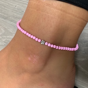 Baby pink flower miracle bead anklet