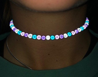 Baby pink, lilac, turquoise and white miracle bead choker