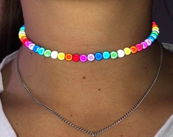 Rainbow miracle bead choker