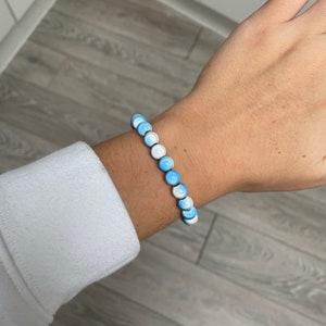 Sky blue and white miracle bead bracelet