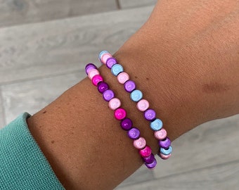 Miracle Bead Bracelet Set, Pink, Lilac & Sky Blue Glow