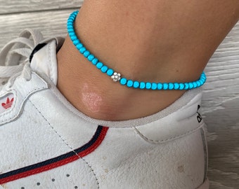 Turquoise flower miracle bead anklet