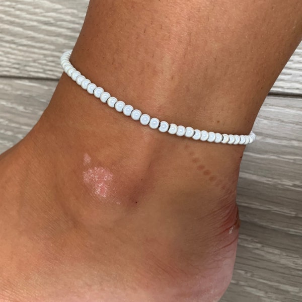 White miracle bead anklet