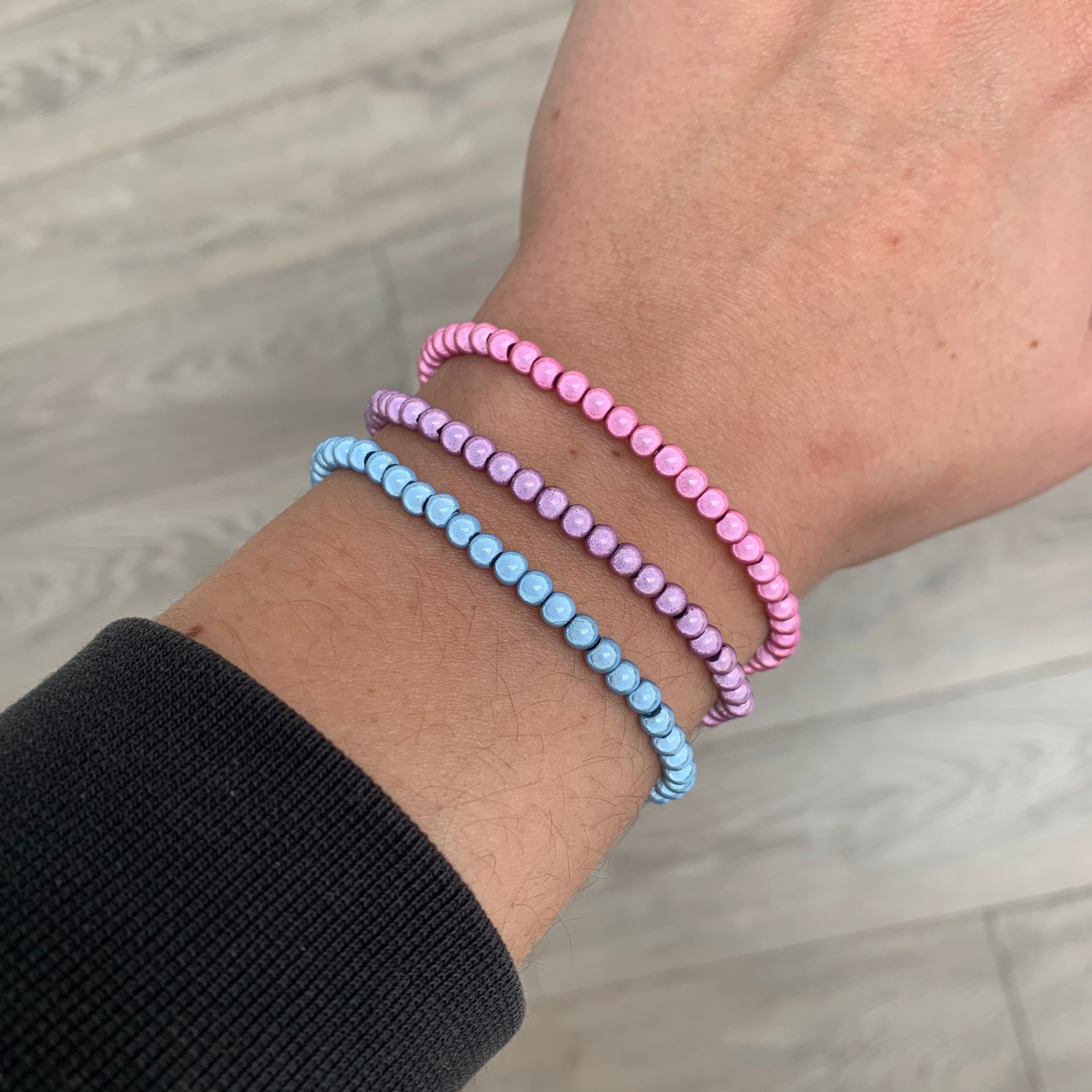 Miracle bead pastel colour bracelet stack set