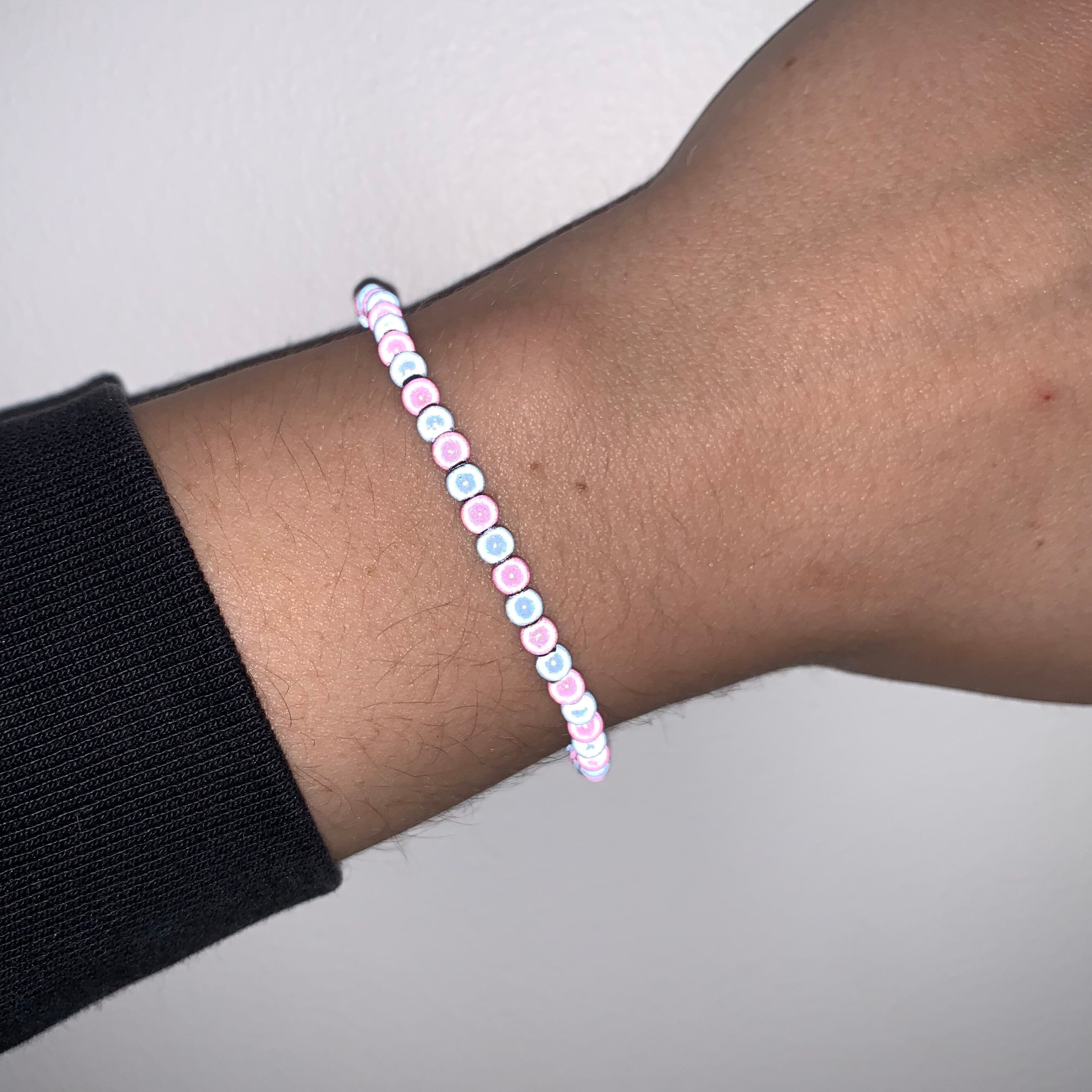 ブレスレット Pink & Skyblue Beaded Elastic Bracelet #9939 Blue and Pink Beaded Bracelet - Etsy