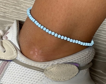 Sky blue miracle bead anklet