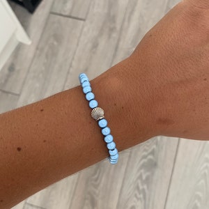 Sky blue shell miracle bead bracelet