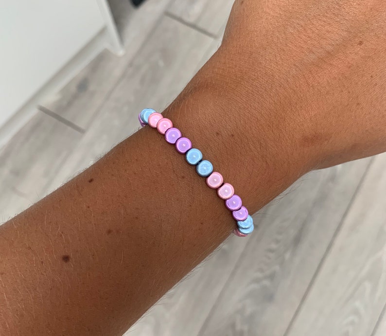 Sky blue, baby pink and violet miracle bead bracelet image 1