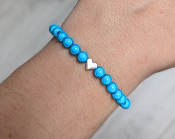 Turquoise miracle bead bracelet with heart charm