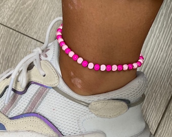 Hot pink and baby pink miracle bead anklet