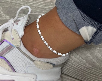 White with silver beads miracle bead anklet