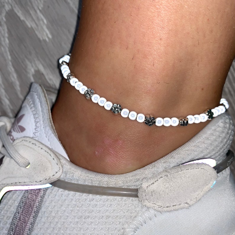 White flower charm miracle bead anklet zdjęcie 2