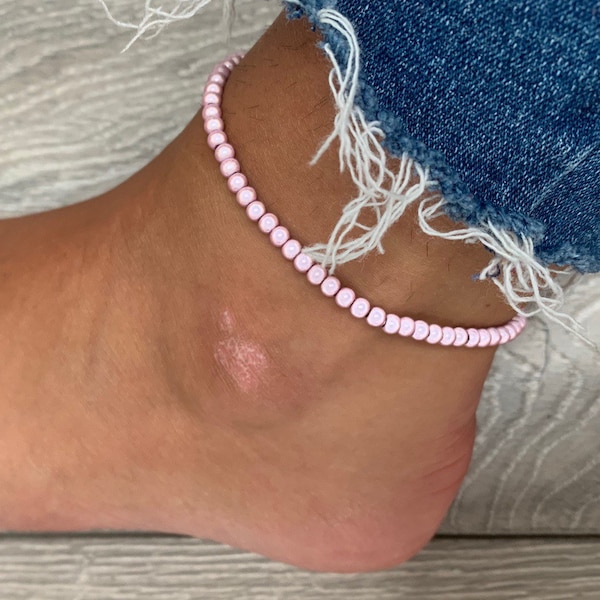 Baby pink miracle bead anklet