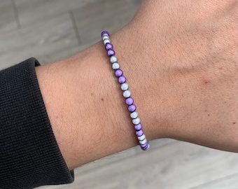 Lilac and grey miracle bead bracelet